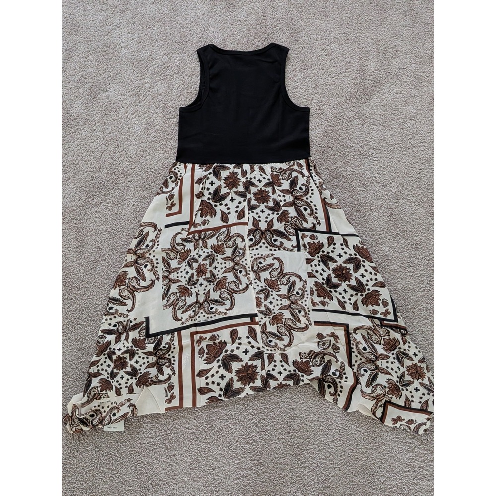 Saint Sofia Lila Hanky Hem Dress Cream Paisley Size 10 NWT Boho Asymmetric Midi - Picture 2 of 15